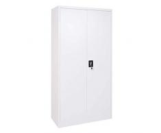 Mendler Armadio da ufficio archivio faldoni HWC-H17 2 ante 5 ripiani acciaio 40x90x185cm bianco