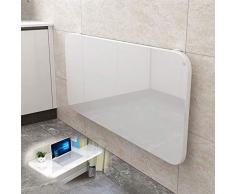 Tavolo Pieghevole A Parete, Tavolo da Pranzo A Ribalta, Scrivania Pieghevole per Computer, Tavolo A Muro Invisibile Multifunzione per Cucina da Ufficio di Piccole Dimensioni - Bianco