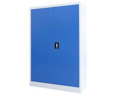 Festnight Armadio Archivio Documenti per Ufficio in Metallo,Armadio Schedario Ufficio,Armadio per Ufficio in Metallo 90x40x140 cm Grigio e Blu