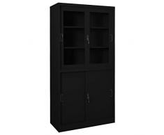 Festnight Armadio per Ufficio, Armadietto Spogliatoio, Armadio in Metallo, Acciaio Nero 90x40x180 cm