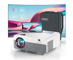 Proiettore 5G WiFi Bluetooth, 1080P Full HD 400 ANSI 4K Supportato YABER Pro Y9 Proiettori, Correzione Trapezoidale 4P/4D, Zoom -50%, Schermo Proiettore Incluso Home Cinema iOS/Android/TV Stick/PS5
