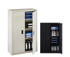 AREBOS Armadio per archiviazione Armadio per ufficio | 140 x 90 x 40 | 2 ante | con 3 ripiani regolabili in altezza | con serratura a cilindro | Grigio