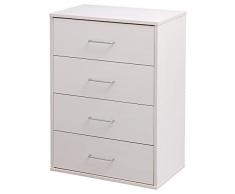 Iris Ohyama, Mobile con cassetti Maniglie e guide/ 4 cassetti Cassettiera in legno, Modulare, Design, Ufficio, Casa - Chest of Drawer - CCT-9060 - Quercia Bianco