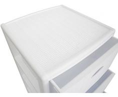 Mobile cassettiera carrello contenitore a torre con 4 ruote e 4 cassetti in plastica bianca effetto finto vimini rattan da bagno per camera cucina