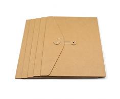 Zhi jin 5PCS spessore carta kraft A4 cartellina portadocumenti organizer espandibile borsa con coulisse chiusura per ufficio A5-Horizontal/23.8*17.5cm