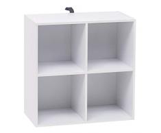 WOLTU Libreria Bassa a 4 Cubi Scaffale Moderno in Legno Espositore Porta Libri per Salotto, Studio, Ufficio, 59.6X29X59.8cm, Bianco, SK002ws2