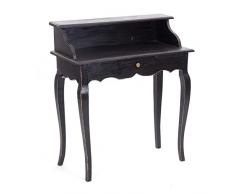 DESIGN DELIGHTS Secretaire Napoleon in Legno Massiccio Riciclato, Stile coloniale Vintage, 80 x 92 cm x 40 (L x A x P), scrittoio in Stile Shabby | Colore: 09 Voodoo Nero