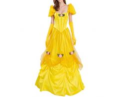 PTLLEND Abiti Ufficio Invernali Donne con Maniche a Sbuffo Collo Basso 2 Pezzi Set Cosplay Costume da Principessa per Abiti da Cosplay con Guanti Borsa di Stoccaggio Armadio