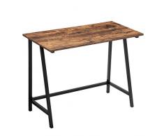 VASAGLE Scrivania per Computer, Scrittoio, Piano Vintage, Tavolo da Studio, Montaggio Facile, 50 x 100 x 75 cm, Industriale, Marrone Vintage e Nero LWD40X