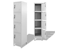 Festnight Armadietto Archivio In Metallo/Metallico in Acciaio Grigio a 4 Comparti 4 Ripiani con Serrature 38x45x180 cm per Documenti da Ufficio/Studio/Palestra