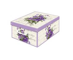 KANGURU Scatola per la sistemazione in cartone, per armadio, regalo, vestiti, oggetti, VIOLETTE PROFUMATA 42 x 32 x 17,5cm