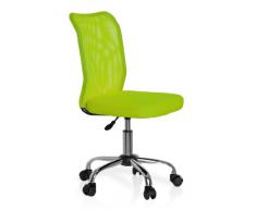 hjh OFFICE 685972 Sedia da ufficio per bambini KIDDY NET tessuto mesh verde, senza braccioli, regolabile in altezza, schienale traspirante, base stabile in acciaio cromato