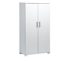 Armadio da ufficio, di colore bianco, per riporre accessori di cancellerie, con 4 ripiani, 2 ante, 800 mm d larghezza, grande capienza, fino a 40 scatole di documenti di formato A4