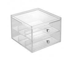 InterDesign - Cassettiera trasparente, 2 cassetti x 3 vani, modulare