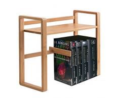 GREFIC Libreria minimalista in bambù organizzatore da scrivania ufficio con regolabile fermalibri libreria scaffale per casa, cameretta, ufficio, 56×19×39cm