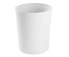mDesign pattumiera in metallo – elegantissimo cestino spazzatura per il bagno, l’ufficio e la cameretta – bidone per carta – bianco