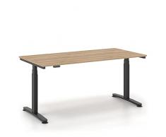 DROMEAS ALMA HT - Scrivania elettrica regolabile in altezza con funzione memory, doppio telescopio a 3 vie, altezza 64-129 x larghezza 160 x profondità 80 cm, struttura in legno di noce RAL 9005