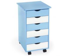 TecTake Cassettiera a rotelle comò in legno - disponibile in diversi colori - (Blu)