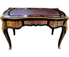 Casa Padrino scrivania boulle Barocco in Stile Francese Nero/Rosso/Oro - Segretario Stile Antico Fatto a Mano con 3 cassetti - Mobili da Ufficio Barocco