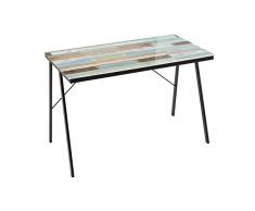 LOLAhome Scrivania, Metallo Vetro temperato Legno, Nero, 75x110x60 cm