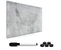 Navaris Lavagna Magnetica - Bacheca 60x40cm - Pannello Magnetico da Parete per Calamite Scrivibile Cancellabile con 1x Pennarello e 5X Calamite - Design Concrete Wall
