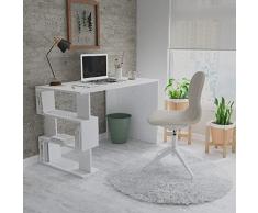 HOMEMANIA Scrivania Patara - con Ripiani - da Ufficio, Studio, Camera - Bianco in Legno, 120 x 60 x 75 cm