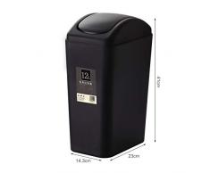 D&LE Coperchio Basculante Bidone Cestino, 8L Rettangolare Plastica Pattumiera per La Casa Cucina Bagno Garbage Ufficio Moderna Creativo Cestino Spazzatura-Nero 12L