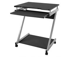 Songmics Scrivania per Computer Scrivania Ufficio Porta PC Tavolo per Computer con Ripiani Tastiera Scorrevole Nero LCD811B