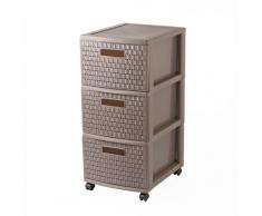 Rotho 1448107716 Cassettiera con ruote Tower 3 cassetti Country