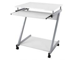 Songmics Scrivania per Computer Scrivania Ufficio Porta PC Tavolo per Computer con Ripiani Tastiera Scorrevole Bianco LCD811W
