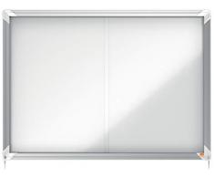 Nobo Bacheca Magnetica ad Ante Scorrevoli con Serratura, 8 x A4, Gamma Premium Plus, Bianco, 1902569