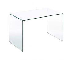 Scrivania Scrittoio da Ufficio in Vetro Temperato Curvato - Luxury Z-02 - (126 x 74 x 70 cm) Design curvo e moderno