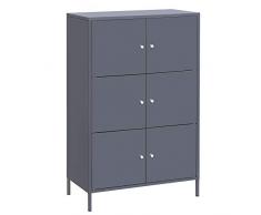SONGMICS Armadietto in Metallo a 3 Ripiani, Mobiletto Multiuso con Doppia Anta per Ripiano, Mobiletto per Ufficio Studio Garage, 65 x 36 x 105,2 cm, Portata Max 15 kg per Ripiano, Grigio OMC06GB