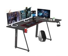 Dripex Scrivania Gaming Ergonomica, 160 x 100 x 75 cm Tavolo da Computer a Forma di L, Scrivania Gaming Grande con cestino per bevande e gancio per le cuffie, Adatto per lufficio e la Casa