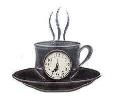 GMMH - Orologio da parete 29 x 40 cm orologio da cucina e ufficio, design moderno XL tazzina di caffè 3 D