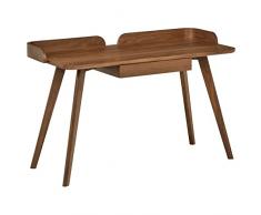 Marchio Amazon - Rivet Scrivania da casa o ufficio, Stile mid-century, Curvata, Lunghezza 123 cm, Marrone noce
