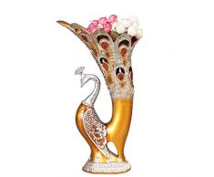 HongLianRiven Mestieri Europei for la casa Resina Soggiorno Tavolo Pavone Vaso Decorazione Armadietto del Vino Ufficio Controsoffitto Decorazione (Questo Prodotto vende Solo Vaso) 10-26 (Color : A)