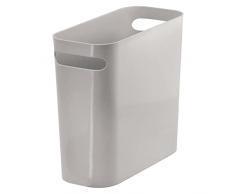 mDesign Bidone Spazzatura con manici – Ideale come cestino spazzatura o pattumiera raccolta differenziata – Plastica resistente – Per cucina, bagno o ufficio – Design elegante – Grigio