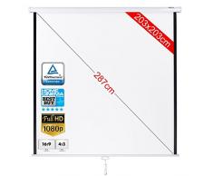 Bakaji Schermo per Videoproiettore Proiezione 113" Home Cinema Telo Proiettore 203 x 203 cm FULL HD TV