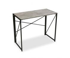 VERSA Jack Scrivania per Computer e Scrittoio Salvaspazio, Piccolo Tavolo da Ufficio, Salotto o Studio di Casa, Pieghevole, Misure (A x L x l) 74 x 45 x 90 cm, Legno e Metallo, Colore Grigio