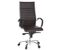 HJH Office 660520 Sedia da Ufficio/Sedia presidenziale Parma 20 Pelle Marrone, per Uso intensivo, con braccioli in Cromo, Regolabile in Altezza, ergonomica, Alta qualit?, Schienale Alto, Schienale