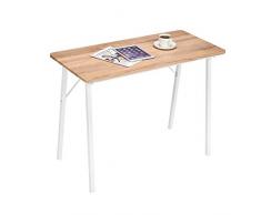 Coavas Scrittura Studio-Scrivania Semplice Computer-Desk Industriale Casa Ufficio Scrivania con Gambe in Metallo per Bambini Studenti Adulti Tavolo in Legno per Bambini Rovere e Bianco.