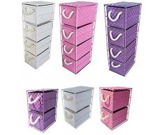 Arpan - Mobiletto con 4 o 2 cassetti, per casa/camera da letto/ufficio, colori: rosa, viola, bianco, metallo, bianco, 4-cassetti, 18 x 25 x 65 cm