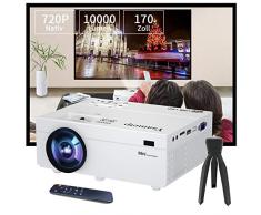 Ysametp Mini proiettore Portatile,1080P 140 Schermo HD Video Proiettore, 10000 Lm Home Cinema Beamer, Compatibile con Laptop, TV Stick, HDMI, USB, Iphone e Android