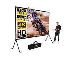 Telo per proiettore (150), telo con supporto, 16: 9 HD, pieghevole, per interni/esterni, per proiezioni video, per casa, feste, ufficio, aule