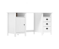 vidaXL Legno Massello di Pino Scrivania Hill Tavolo Tavolino Scrittoio Postazione di Lavoro Mobili per Studio e Ufficio Bianca 150x50x74 cm