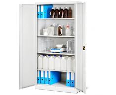 Jan Nowak Armadio da Ufficio C001H XL Archivio per Officina in Metallo Verniciato a polvere Chiudibile 195 cm x 90 cm x 40 cm (Bianco)