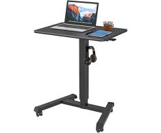 BONTEC Scrivania per Computer 65×45 cm, Scrivania Verticale Mobile con 4 Ruote Piroettanti, Scrivania Verticale con Ruote, Scrivania Verticale Regolabile in Altezza, Comodino in Soggiorno