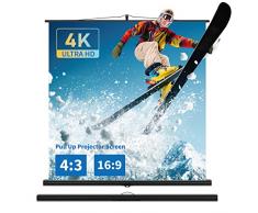 Schermo per proiettore portatile con supporto, schermo proiettore estraibile, dimensioni disponibili da 81,3 pollici/16:9, 88,5 pollici/4:3 a 100 pollici/1:1, design compatto, ideale per Home Theater.