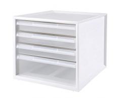 Homfa Cassettiera da Scrivania di Qualità e Porta Cosmetici Con 4 Cassetti con Plastica Trasparente, Scatola Organizzatore per Trucco 33.5 x 27.5 x 25.5 cm